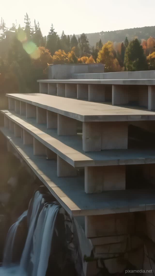 Fallingwater Dawn - Architecture & Interior AI stock